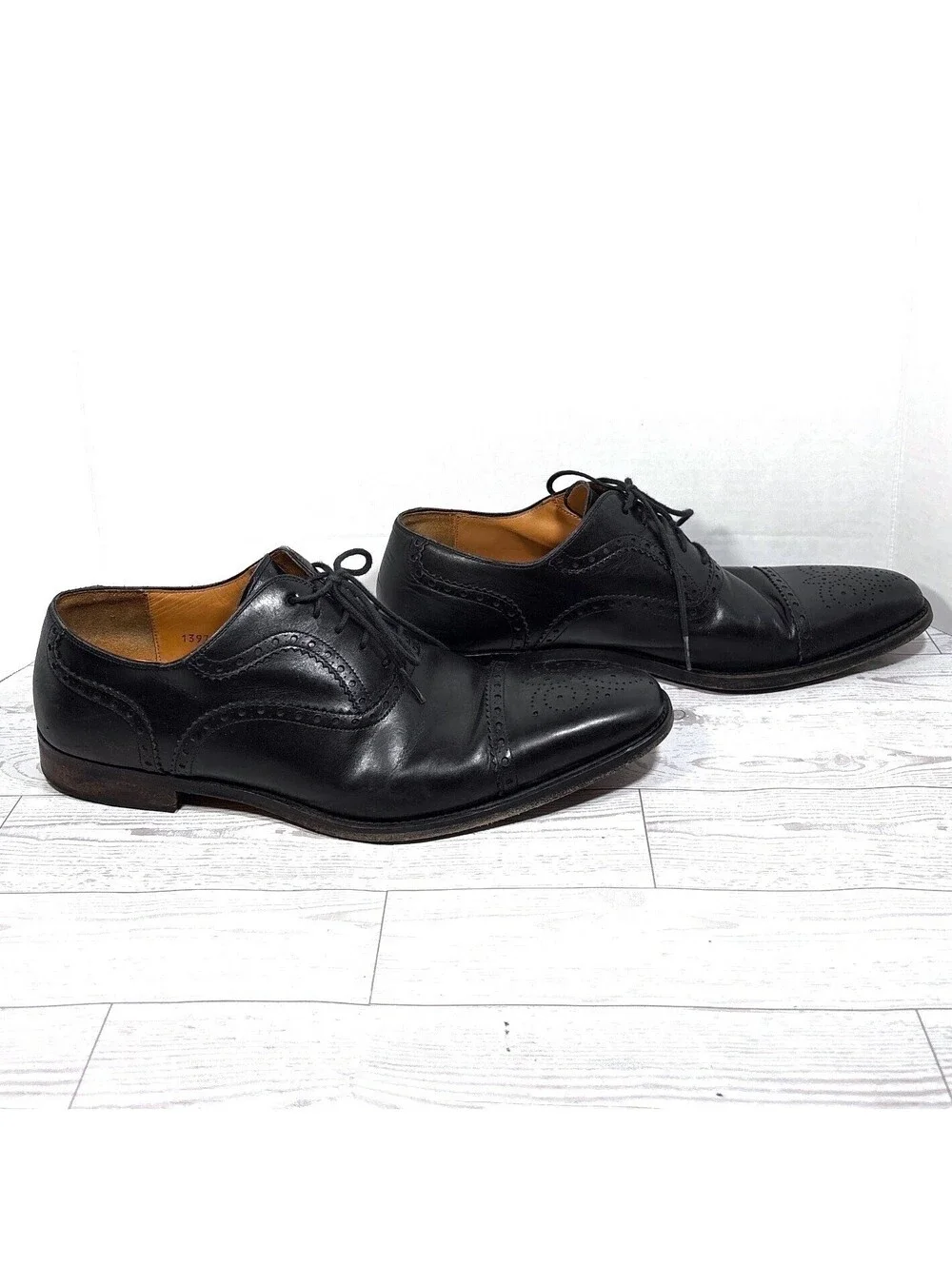 Magnanni #13975 Cap Toe Oxford Brogue Dress Shoes Black Men's Size 9.5 M US